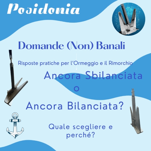 Comparison of balanced and unbalanced anchors showing fluke and shank alignment differences for yachts and ships.